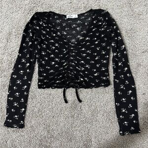 Hollister Black Floral Long Sleeve Top